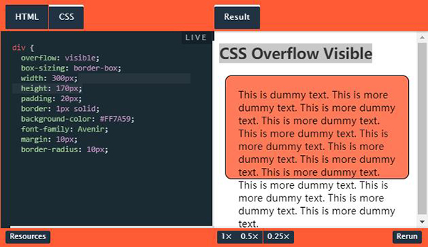CSS溢出可见
