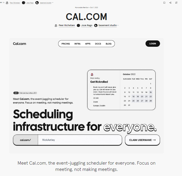 Cal.com极简设计网站